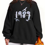 1989  Print Sweatshirt, Casual Crew Neck