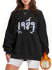 1989  Print Sweatshirt, Casual Crew Neck