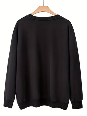 1989  Print Sweatshirt, Casual Crew Neck