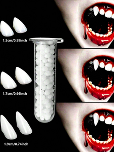 4pcs Halloween Classic Vampire Dentures Practical Joke Prop Teeth Set With Adhesive