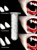 4pcs Halloween Classic Vampire Dentures Practical Joke Prop Teeth Set With Adhesive