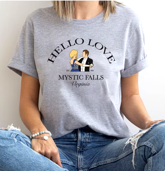 Hello Love Tshirt Vampire Diaries Shirt Klaus and Caroline