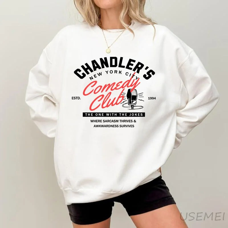 Chandler Friends 90s Nostalgia Pullover Hoodie  Sweatshirts