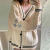 Women Winter Loose Knitted Cardigans Coat Star Embroidery