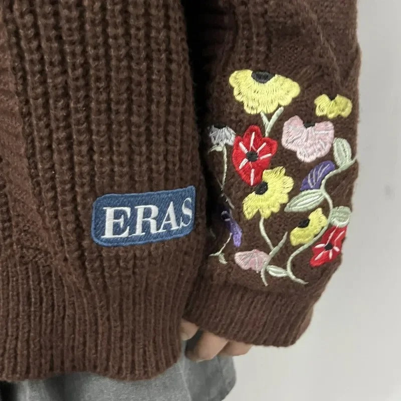 2025 Eras Cardigan for Women Autumn Winter Flower Embroidered