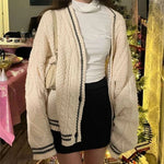 Women Winter Loose Knitted Cardigans Coat Star Embroidery