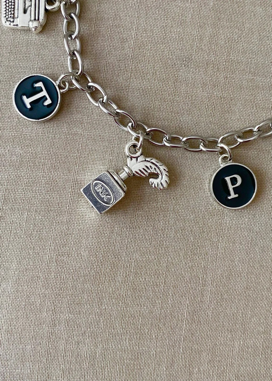 Taylor Swift The Tortured Poets Department Album Inspired Antique Silvery Charm Bracelet