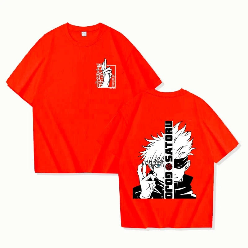 Satoru Gojo Print T-shirt Unisex Loose Short Sleeve Round Neck