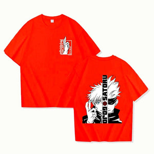 Satoru Gojo Print T-shirt Unisex Loose Short Sleeve Round Neck