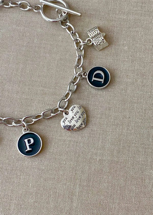 Taylor Swift The Tortured Poets Department Album Inspired Antique Silvery Charm Bracelet